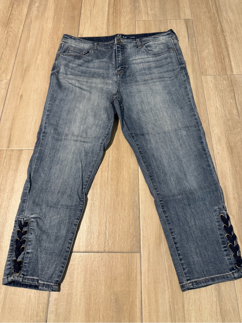 Style & Co. Medium Blue Ankle Jeans with Lace-Up Cuffs